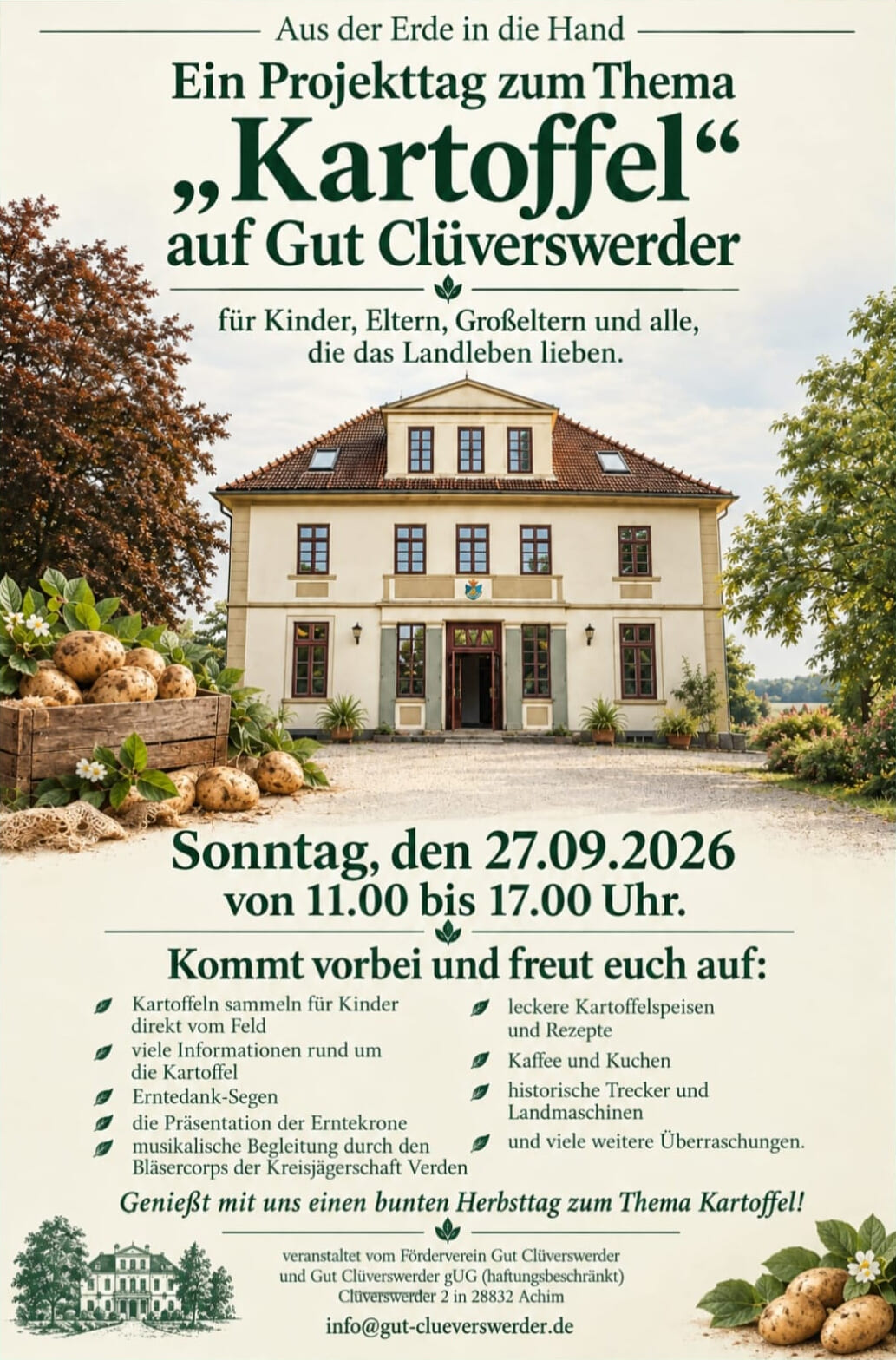 Projekttag zum Thema Kartoffel am 27.09.2026 von 11:00 - 17:00 Uhr